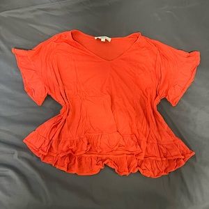LOFT || Orange Babydoll Top